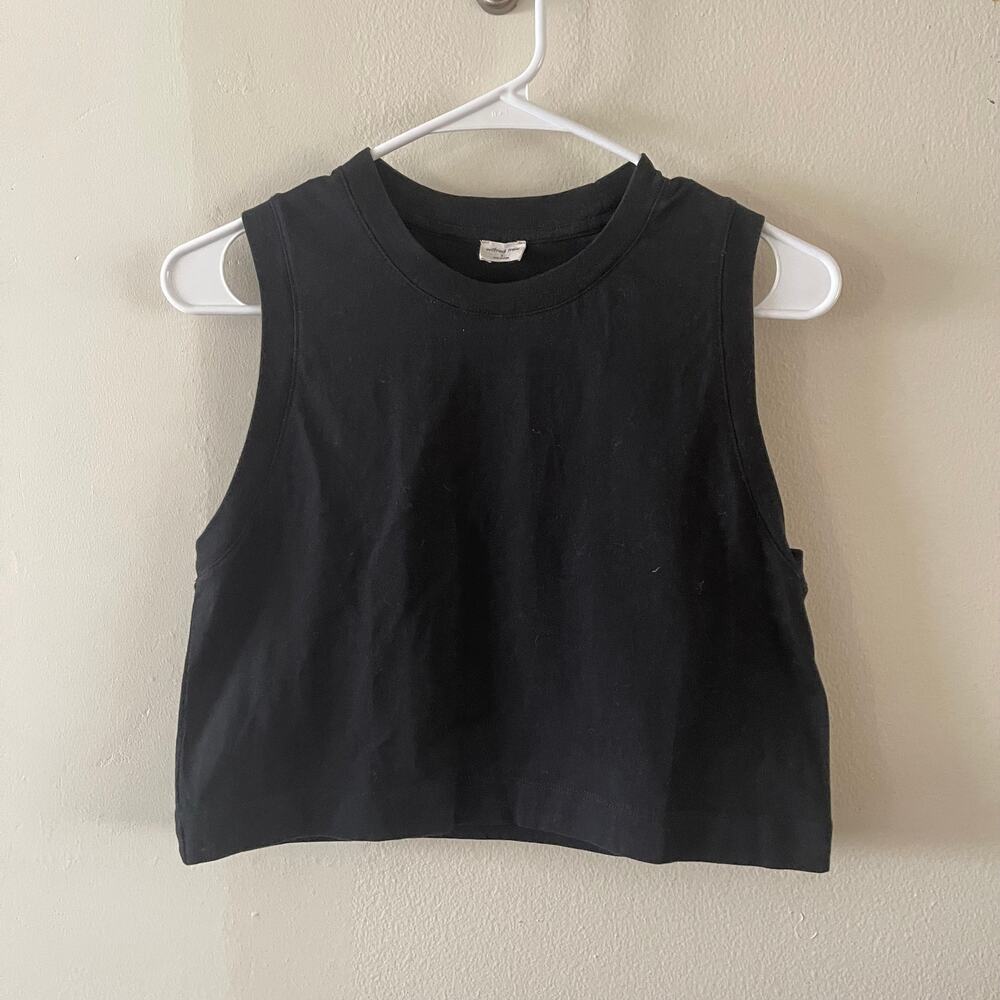 Aritzia Wilfred Free Womens S Weekend Crop Tank Top Black Workout Yoga
